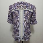 Lucky Brand  Maya Blue & Maroon Paisley Ruffle Blouse Size Small Photo 4
