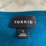 Torrid Teal Knit Short Sleeve Sweater lace inset sz 1 Photo 7