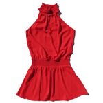 Amanda Uprichard USA XS Red Smocked High Neck Mini KIMMIE Dress Sleeveless MINT! Photo 2