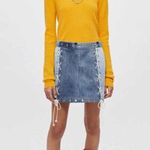 RE/DONE Waffle Slim Pullover Yellow Orange Lightweight Knit Top L Photo 3