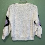 Vintage 80s Sweater Rocker Statement Multimedia Geometric Funky Unique Fluffy Purple Size L Photo 3