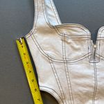Womens Denim Corset, Plunging Neck‎ Line, Size Small White Photo 5
