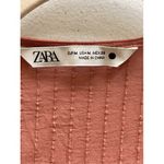 ZARA  Button-Down‎ Blouse Tie-Front Long Sleeve Textured Salmon Pink M Photo 1
