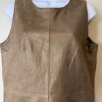 Badgley Mischka "Belle Sleeveless brown Gold Genuine Leather Dress Sz 12 Elegant Photo 1