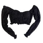 Almost Famous  Black Lace Long Sleeved Crop Top XL Sweetheart Neckline Witchy Photo 0