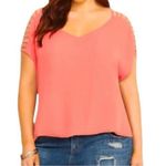 Torrid 1X Top Strappy Short Sleeve Peach Georgette Chiffon Solid Tee 899 Photo 1