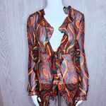 Truth NYC  tie dye 70s inspiredd swirl long sleeve short blouse ruffle detail sm Photo 1