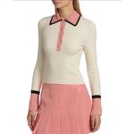 Alice + Olivia Women’s Cream and Pink Colorblocked Wool Blend Knit Top Photo 1