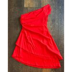 Women's Red Mini Dress One Shoulder Size‎ Medium Asymmetrical Bodycon NWOT Photo 2