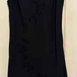 Jones New York  Black Beaded ChiffonSleeveless Swing Midi Dress Photo 0