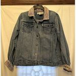 Vintage 90s Grunge Animal Print Indie Casual Oversized Denim Jean Jacket Size 10 Photo 0