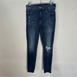 MOTHER The High Waisted Looker Ankle Fray Denim Jeans In Cat Attack 27 Blue Photo 2