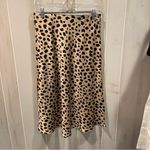 Cute silky leopard pull on elastic waist midi skirt flowy Black Size M Photo 5