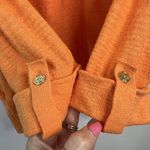 Loft Size M Sweater Roll Tab Henley Women’s Orange Knit Long Tab Sleeve V-neck Photo 5