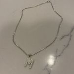 Sterling silver NWT 18” chain necklace with rhinestone initial M Photo 0