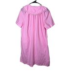 Millay House Dress Pink Vintage Floral Embroidered Button Front Cozy Loungewear Size L Photo 9