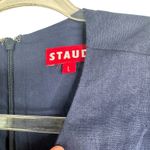 Staud Epona Sheath Dress Large Ring Detail Short Sleeve Cutout Linen Mini Navy L Blue Photo 13