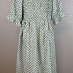 Love Olive Co Tuscany Midi Peasant Smocked Dress XXL Floral Puff Sleeve Pockets Green Photo 4