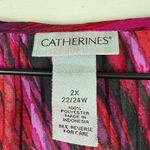 Catherines Top Women 2X 22/22W Red Purple Striped Beaded V-Neck Tunic Mature Photo 4