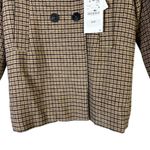 ZARA NWT Plaid Double Breasted Peacoat Womens XS Brown Old Money Light Academia Photo 3