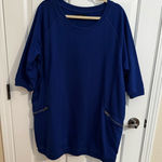 Ellos Plus French Terry Zip Pocket Tunic Dress Size L 18/20 Cobalt Blue Photo 0