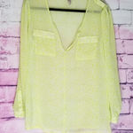 Banana Republic  NEON YELLOW GREEN ALLOVER LEOPARD PRINT SHEER POCKET FRONT TUNIC Photo 0
