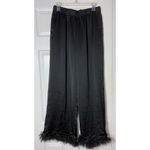 For Love & Lemons Black Satin Floral Lace Tulle Trim Wide Leg Pants Sz Medium Photo 3