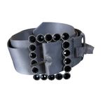 Cache  Belt Gray Satin with Black Rhinestone metal Buckle  2" wide New Photo 1
