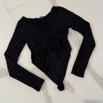 Pretty Little Thing Fluffy Round Neck Long Sleeve Bodysuit Women’s 6 Petite Black Photo 0
