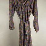 Hazel Large Boho Aztec Flowy Loose Dress Pleat V Neck Swim Cover Vacation Summer Brown Photo 1