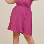 Torrid NWT  Mini Studio‎ Knit Surplice Dress  Boysonberry Size 1 Photo 0