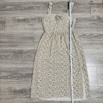 AUW  L Green Floral Smocked Tie-Front Ruffle Strap Slit Midi Dress Padded Bra Photo 10