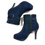 Top Moda  George-15 Side Zip Ankle Strap Buckle Stiletto Heel Nubuck Ankle Boots Photo 14