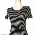 Madewell Black White Stripe Gallerist Fit Flare Dress Small Photo 3