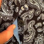 Michael Kors  Sz XL Navy White Paisley Cotton Button Up Trench Rain Coat Jacket Photo 3