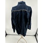 Free People  navy blue off campus metallic detail button down long sleeve size sm Photo 9