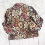 3 Sisters Womens Open Front Floral Abstract Dressy 3/4 Sleeve Jacket Size Medium Tan Photo 3