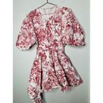 PETERSYN Rustic Red Pink Floral Printed Cotton Puff Sleeves Isodora Dress S Photo 2