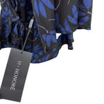 11 Honoré 11 Honore Essie Wrap Blouse Top Satin Floral Print Black Blue Size US 18 Photo 6