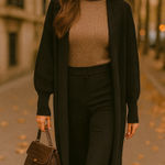 Maison De Papillon Quiet Luxury Silk Cashmere Cocoon Cardigan XS Black Minimal Photo 0