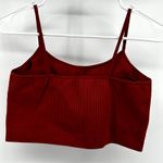 Forever 21 Ribbed Knit Cropped Top Scoop Neck Thin Straps Chic Red Large Photo 3