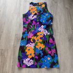 Vintage 60s Mod Mini Shift Dress Purple Floral Print Sleeveless Floral XS Retro Size XXS Photo 4