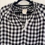 Francesca’s Harper Heritage NWT black white‎ buffalo plaid long sleeve top S Photo 2