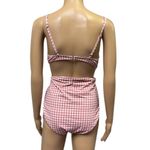 Beach Joy One Piece Keyhole Cutout Pink White Bow Gingham High Waist Swim Suit L Size L Photo 4