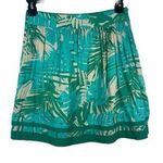 Ann Taylor Loft Aqua Blue Palm Leaves Pleated Beachy Tropical Short Skirt 6P NWT Photo 0