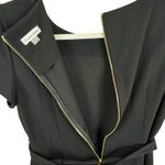 Calvin Klein Black Ruffled Hem Belted Short Sleeve Knee Length Dress Size 16 Photo 3