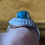 Natural Chrysocolla Sterling Silver Seashell Ring Size 9 Photo 1