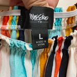 Mossimo Striped Elastic‎ Boat Neck Wide Flutter Short Sleeve Size L Off Shoulder Red Size L Photo 3