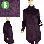 Loft NAVY BLUE AND MAROON LEOPARD PRINT WOOL BLEND COAT (M) Photo 1