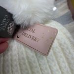 Vince Camuto  Cream Knit Beanie and Plaid Scarf Set New In Box Photo 6